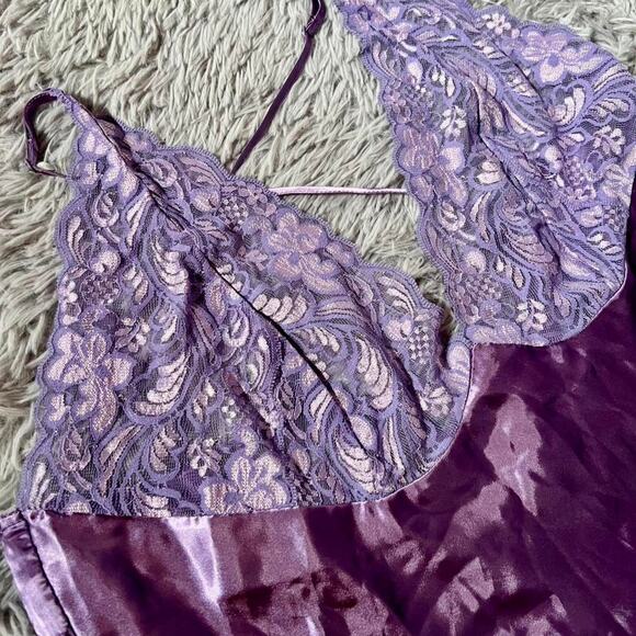 Purple Lace Satin Y2K Fairycore Coquette Delicate Romantic Lingerie Halter Top - Picture 2 of 5